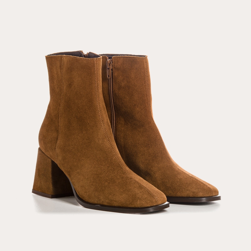 BOOTS REQINS BLONDIE CUIR VELOURS COGNAC